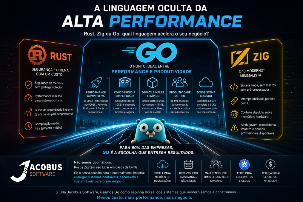 A Linguagem Oculta da Alta Performance: Rust, Zig e Go – Por que a Jacobus escolhe Go?